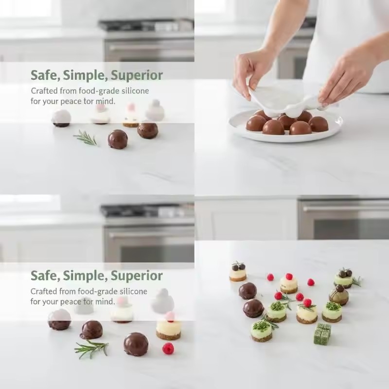 Durable 35 Grid Food Grade Silicone Meatball Maker Non-Stick Rice Ball Fish Ball Shaker Mold for Daily Home Cooking Use