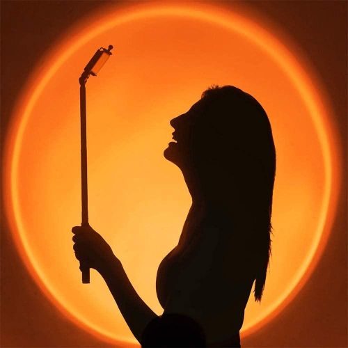 USB Powered 360° Rotating RGB Sunset Lamp, 22 Colors LED Projection Light with Remote Control, Rainbow Mood Lighting, Cozy Ambient Gaming Night Light for Bedroom, Living Room, Home Decor & Parties
