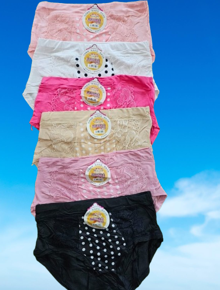 6PCS Women’s Soft Lace Cotton Panties Set – Breathable Seamless Polka Dot Underwear | Comfortable low rise Stretch Briefs (M/L/XL/Free Size)