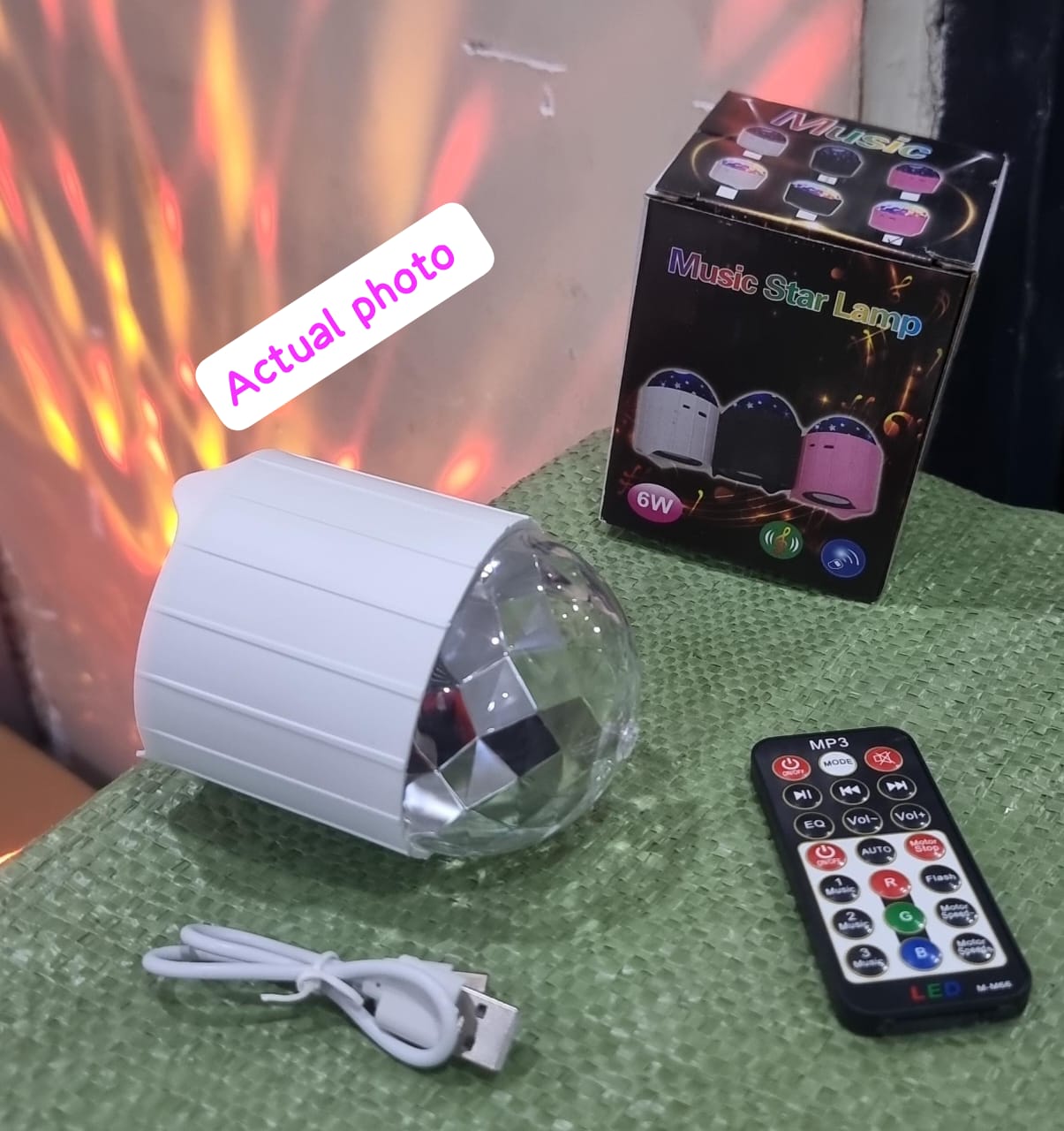 Rechargeable Portable Bluetooth Speaker Crystal Disco Ball Mini Music Star Lamp 6W with Remote