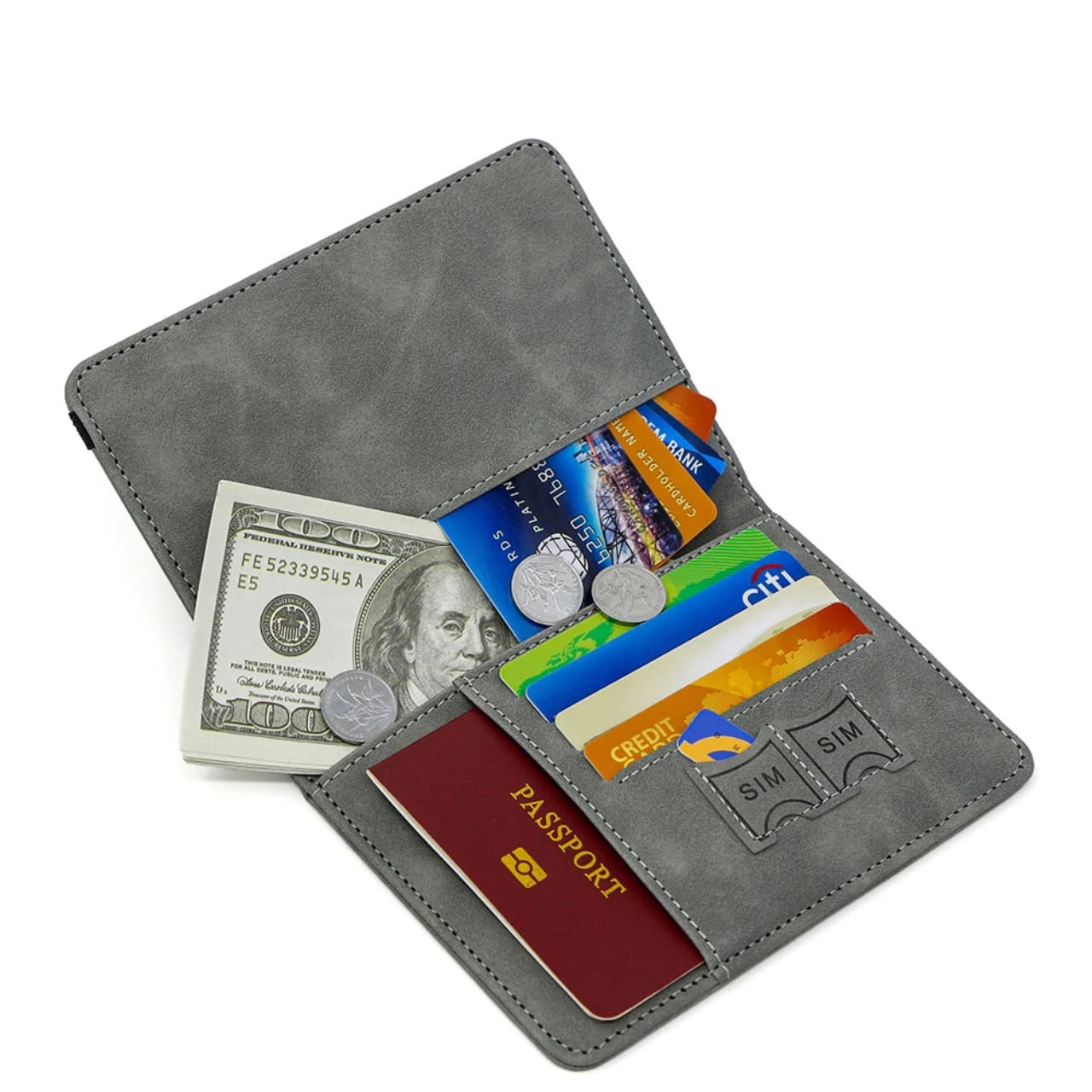 Passport Holder with RFID Blocking Travel Wallet & Suitcase Tag Set