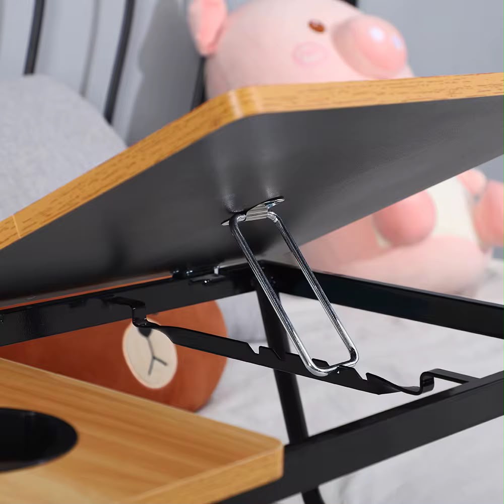 Foldable Laptop Bed Table with Cup Holder & Side Tray Portable Study Desk