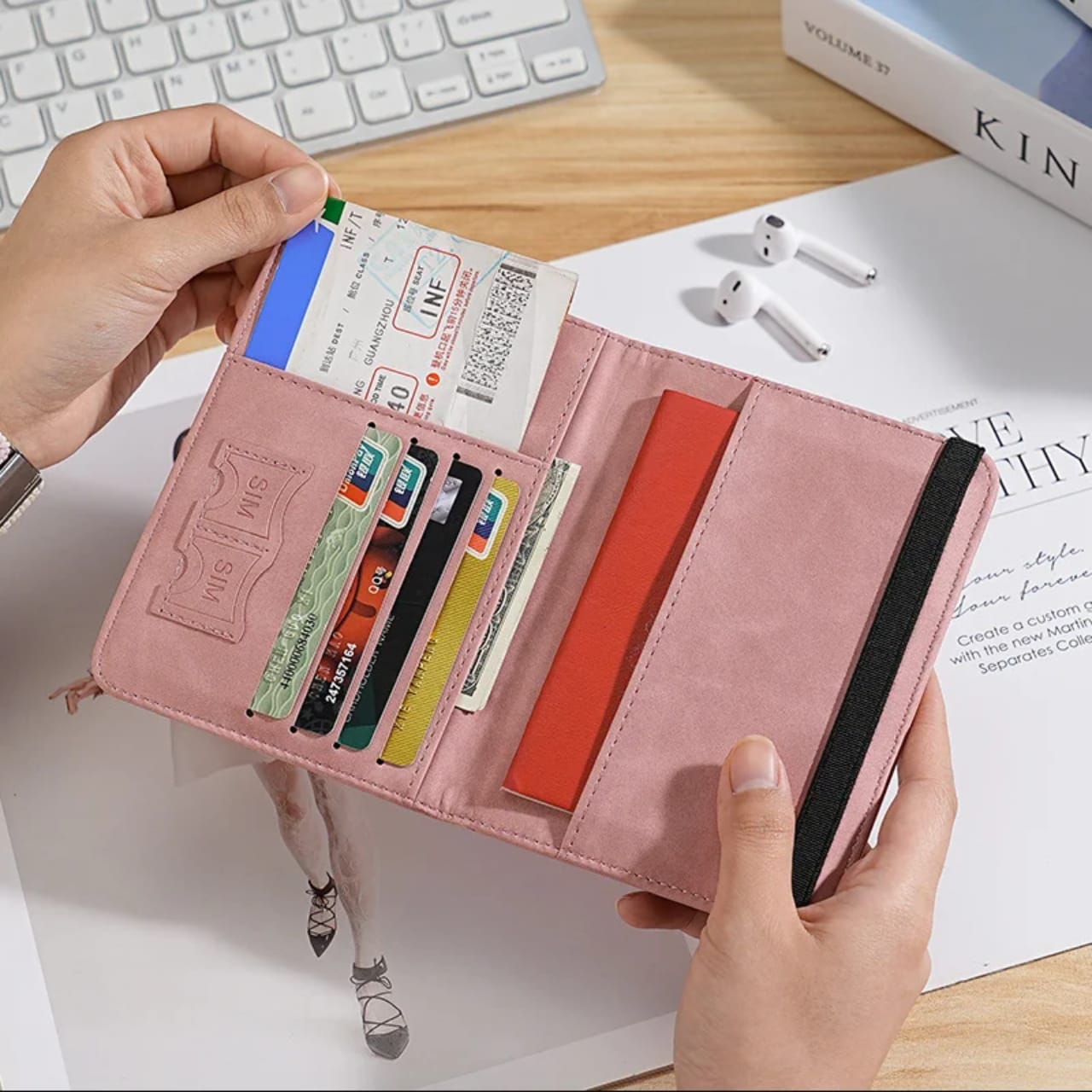 Passport Holder with RFID Blocking Travel Wallet & Suitcase Tag Set