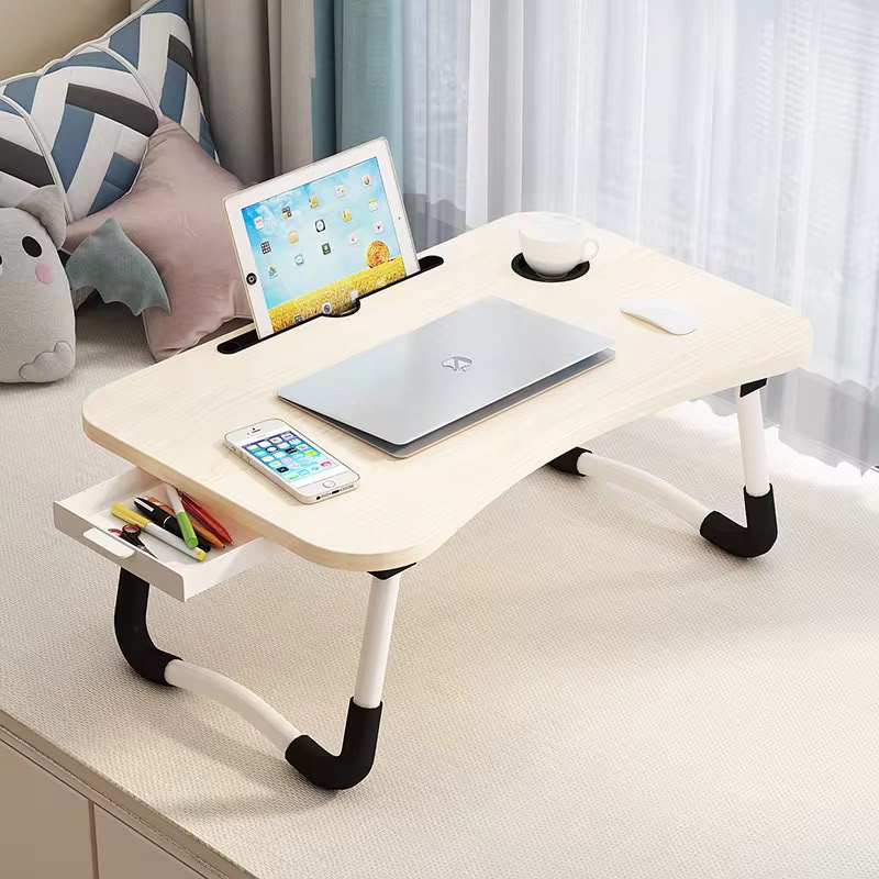 Breakfast Laptop Table / Foldable Work Desk with Side Drawer.