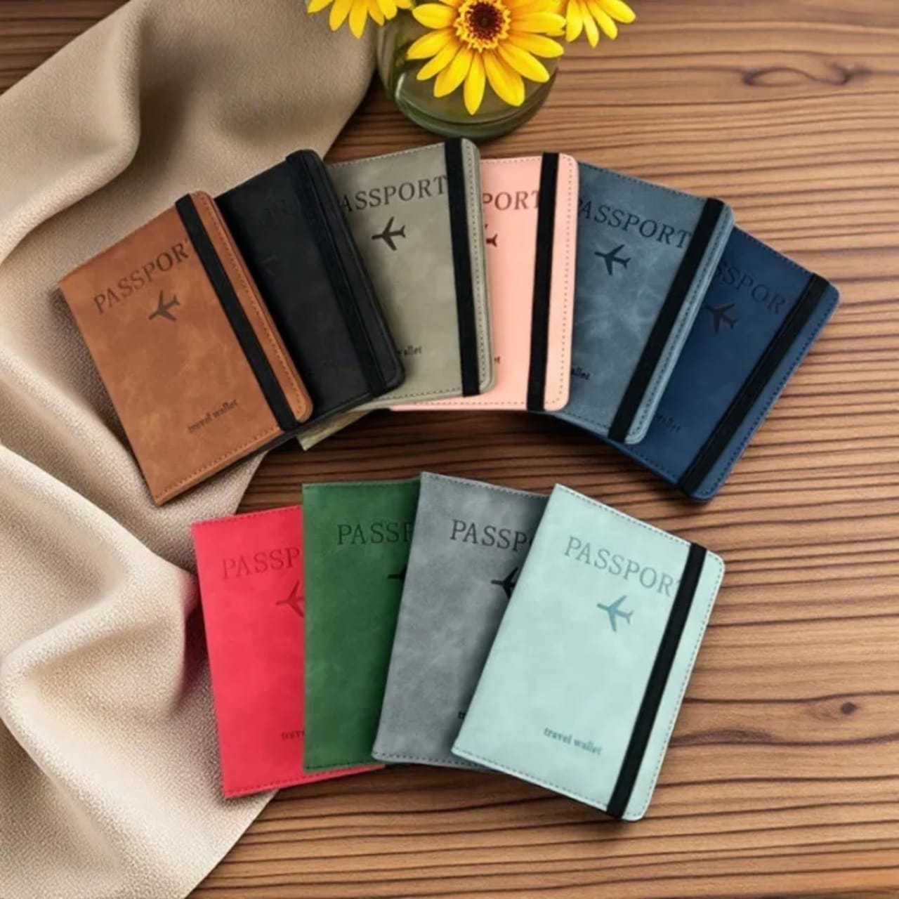 Passport Holder with RFID Blocking Travel Wallet & Suitcase Tag Set