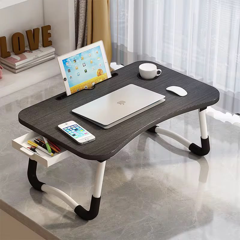 Breakfast Laptop Table / Foldable Work Desk with Side Drawer.