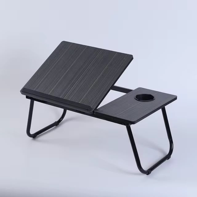 Foldable Laptop Bed Table with Cup Holder & Side Tray Portable Study Desk
