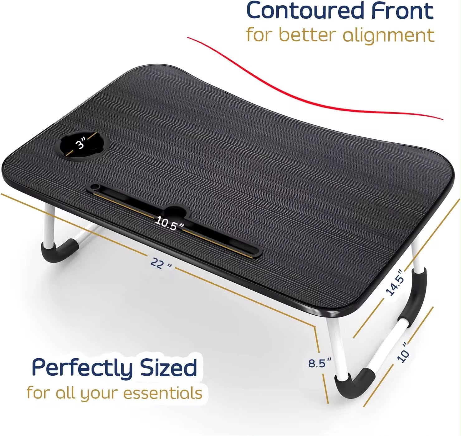 Breakfast Laptop Table / Foldable Work Desk with Side Drawer.
