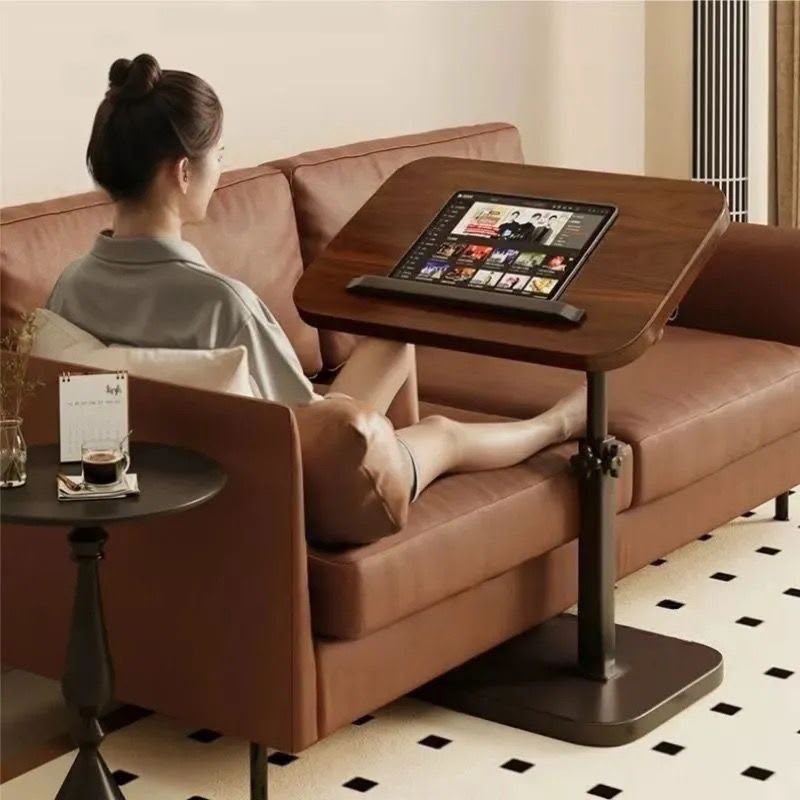 Adjustable C-Shaped Side Table Laptop Desk Sofa Bedside Table with Metal Frame.