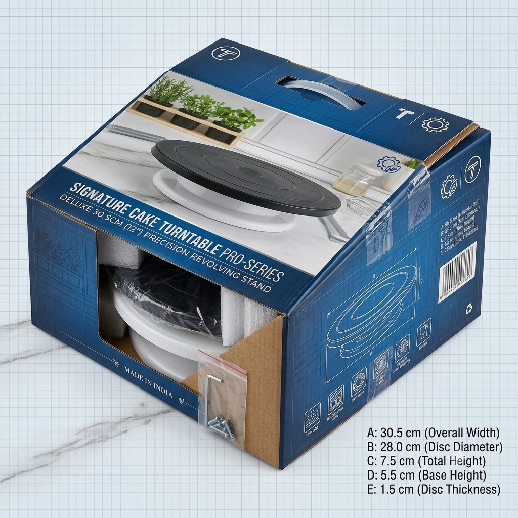 Signature 360° Rotating Cake Turntable Decorating Stand - Black & White