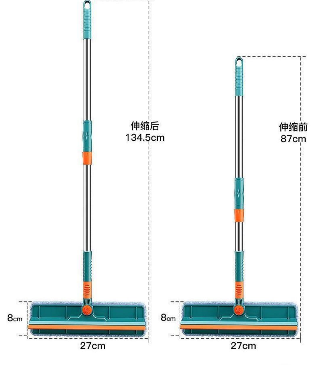 2 in 1 Flexible Window & Floor Cleaning Mop Adjustable Long Handle Glass Wiper.