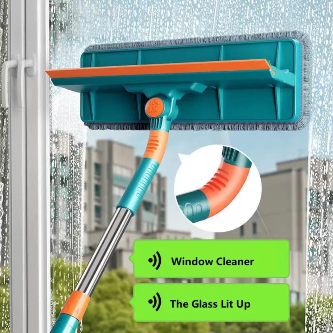 2 in 1 Flexible Window & Floor Cleaning Mop Adjustable Long Handle Glass Wiper.