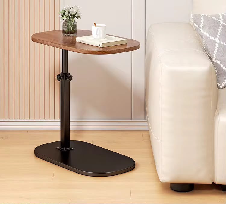 Adjustable C-Shaped Side Table Laptop Desk Sofa Bedside Table with Metal Frame.