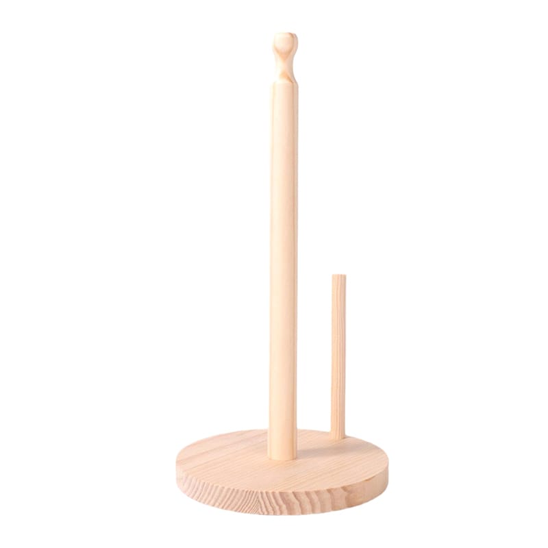 Bamboo Wood Vertical Tissue Holder Freestanding Paper Towel Roll Stand for Kitchen & Toilet
