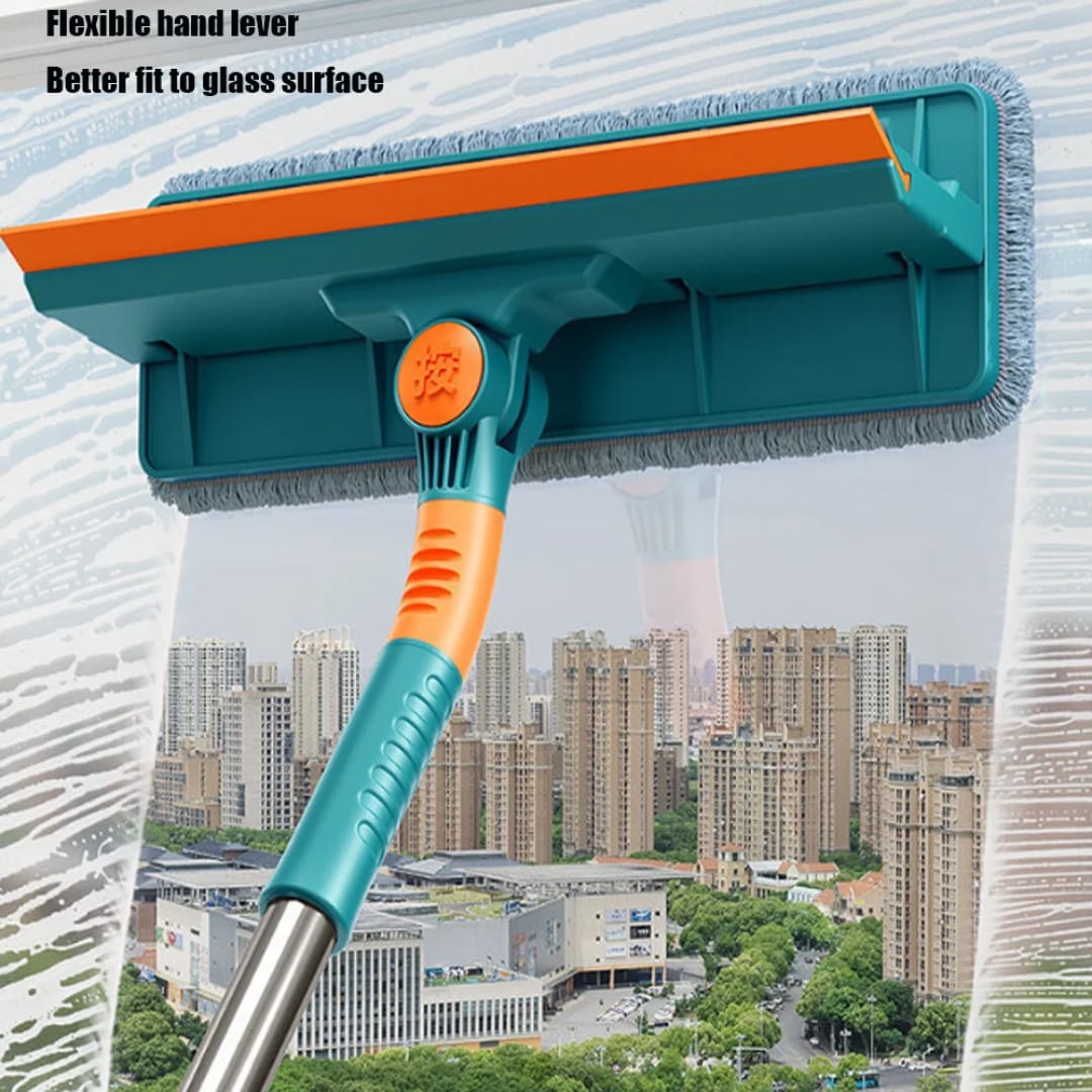 2 in 1 Flexible Window & Floor Cleaning Mop Adjustable Long Handle Glass Wiper.