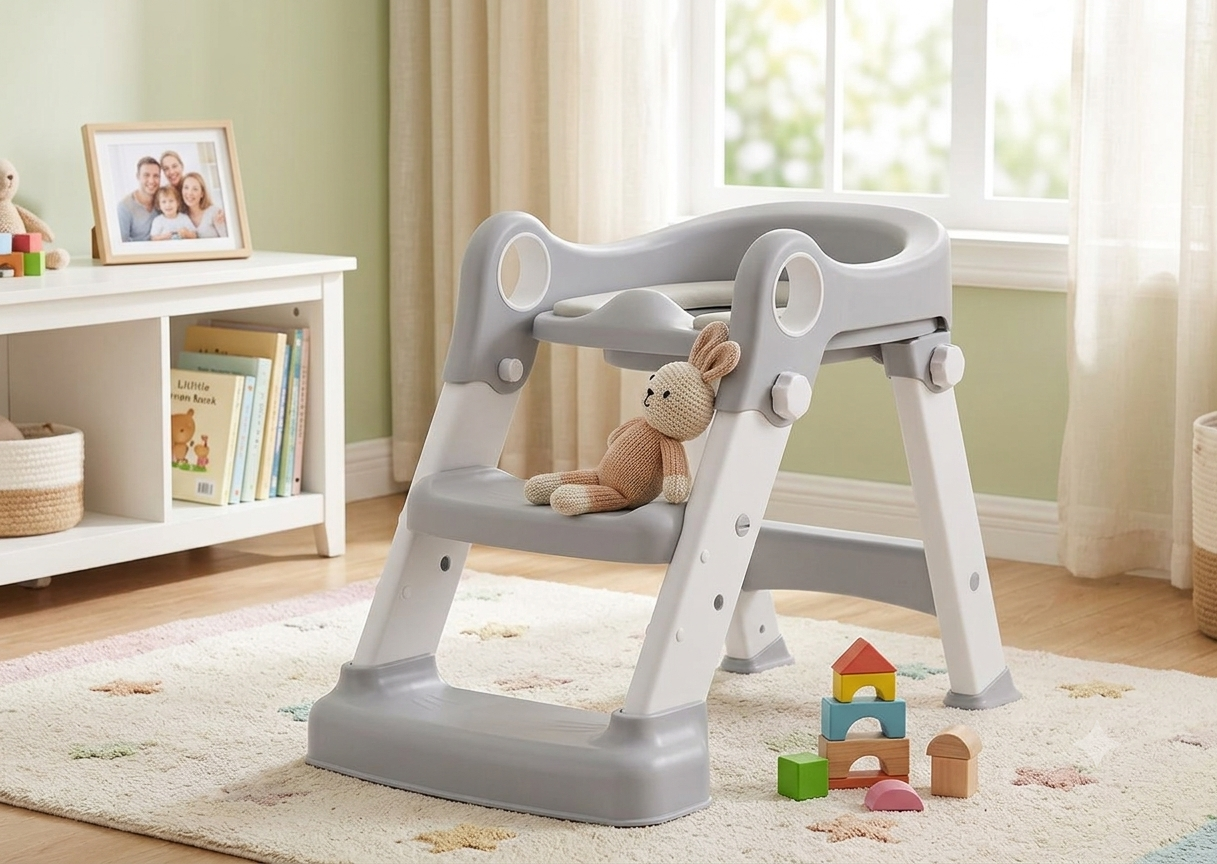 3-in-1 Potty Training Seat with Foldable Step Ladder – Toddler Toilet Trainer, Potty & Step Stool