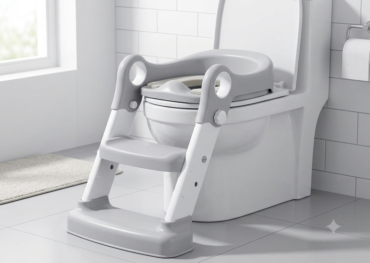3-in-1 Potty Training Seat with Foldable Step Ladder – Toddler Toilet Trainer, Potty & Step Stool