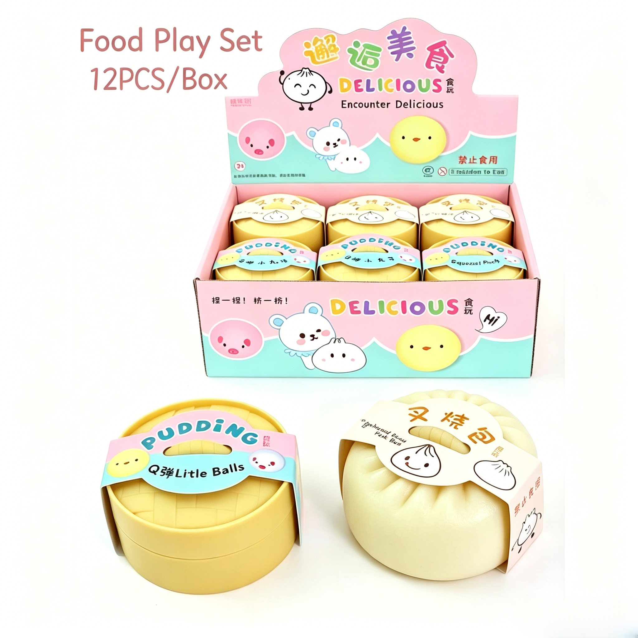 Best  selling squeeze fidget toys stress relief squishy bun Colorful Smiley Face Simulation Steamer Bun Squishy, Cute Rebound Food Toy Stress Relief Squeeze Toy Squishy