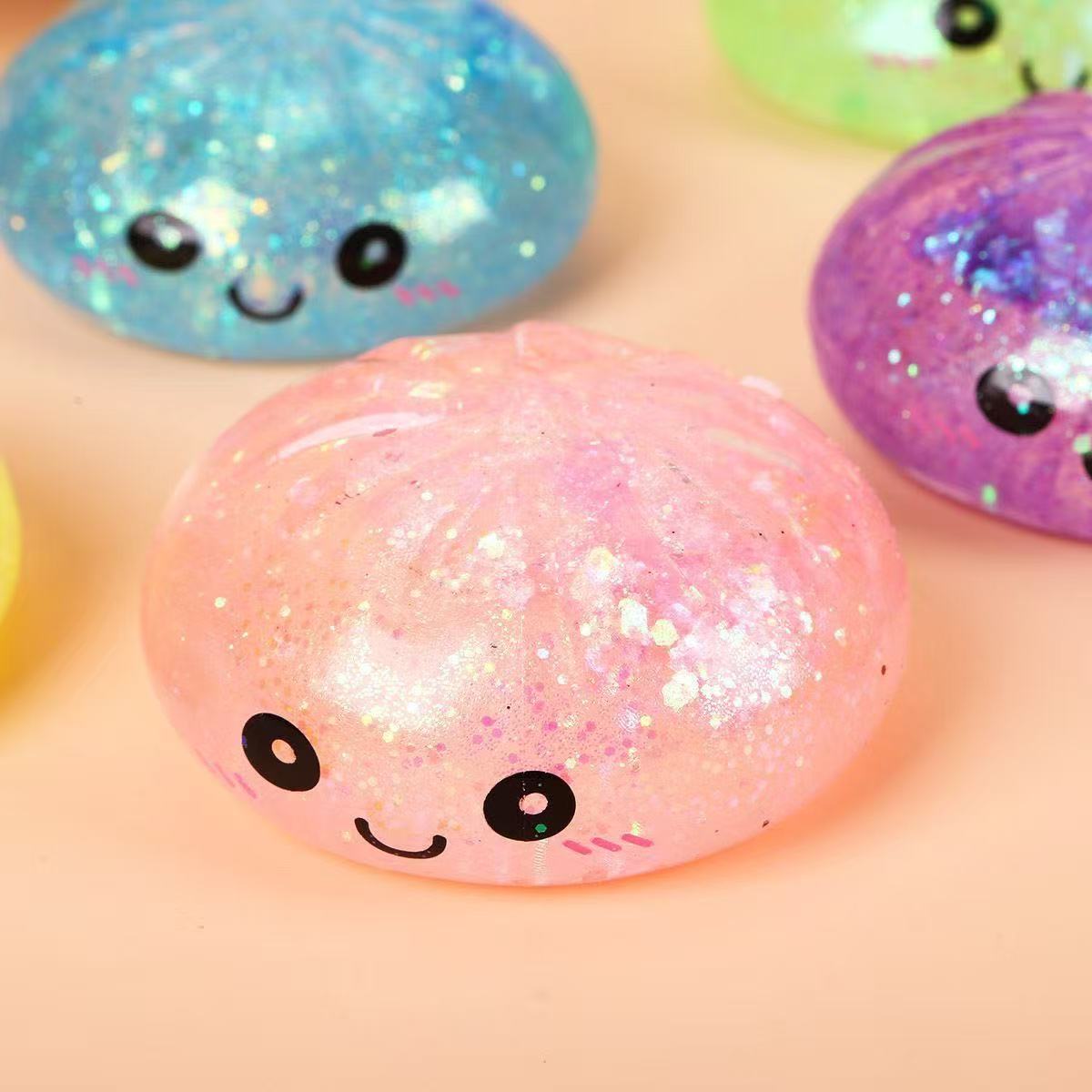 Best  selling squeeze fidget toys stress relief squishy bun Colorful Smiley Face Simulation Steamer Bun Squishy, Cute Rebound Food Toy Stress Relief Squeeze Toy Squishy