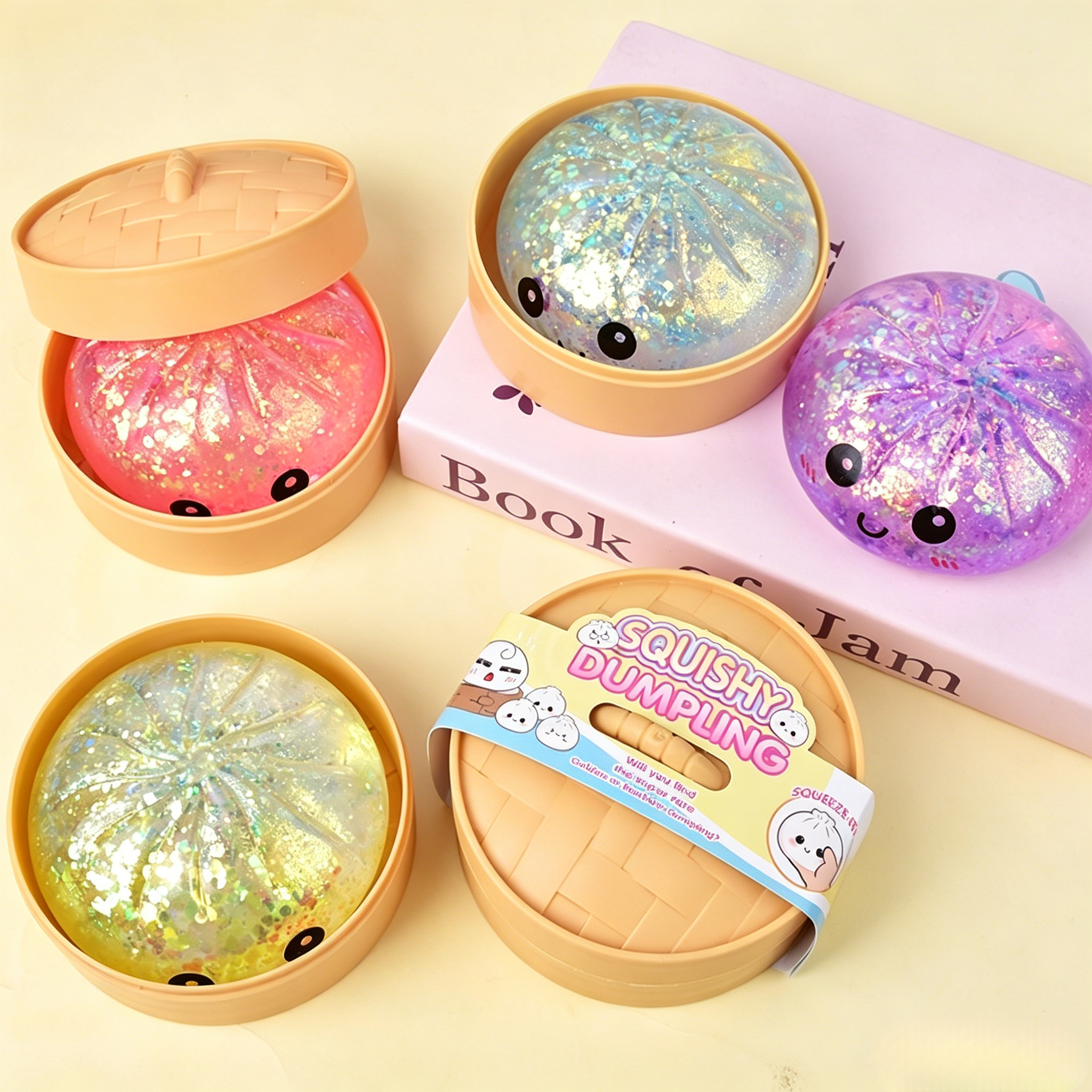 Best  selling squeeze fidget toys stress relief squishy bun Colorful Smiley Face Simulation Steamer Bun Squishy, Cute Rebound Food Toy Stress Relief Squeeze Toy Squishy