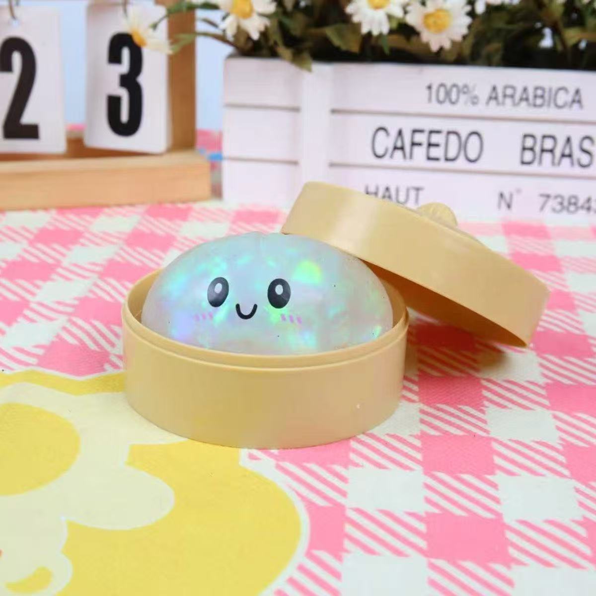 Best  selling squeeze fidget toys stress relief squishy bun Colorful Smiley Face Simulation Steamer Bun Squishy, Cute Rebound Food Toy Stress Relief Squeeze Toy Squishy