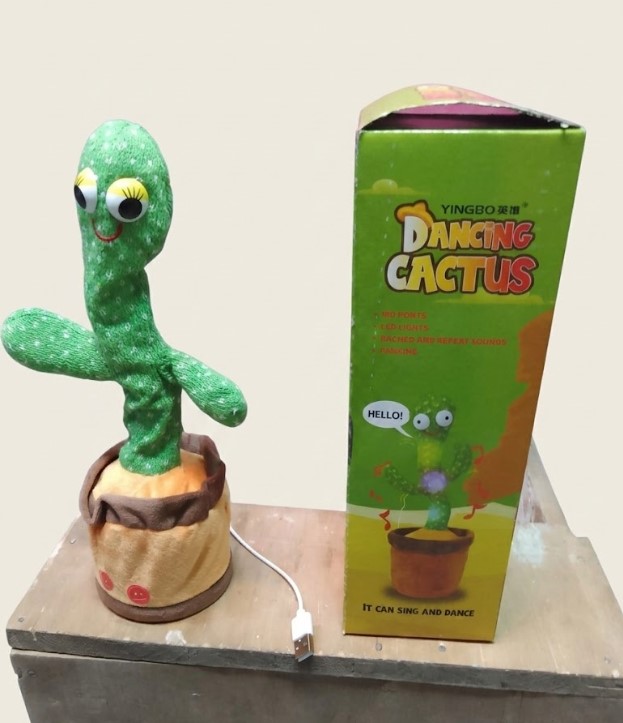 Dancing Cactus Interactive Plush Toy – 120 Songs, Singing, Dancing & Talking with LED Lights, Voice Recording, USB Rechargeable