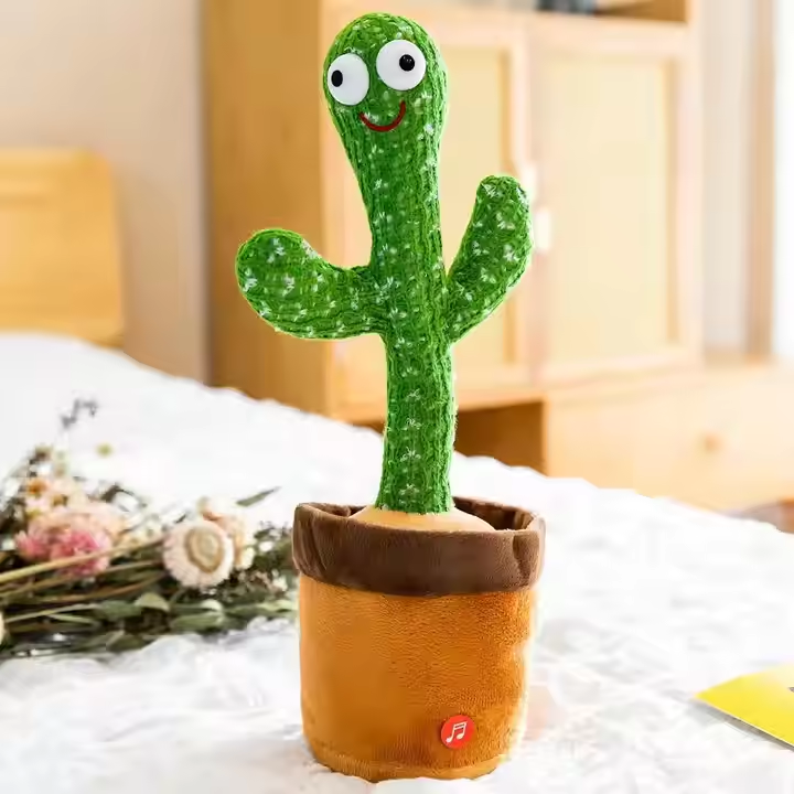 Dancing Cactus Interactive Plush Toy – 120 Songs, Singing, Dancing & Talking with LED Lights, Voice Recording, USB Rechargeable