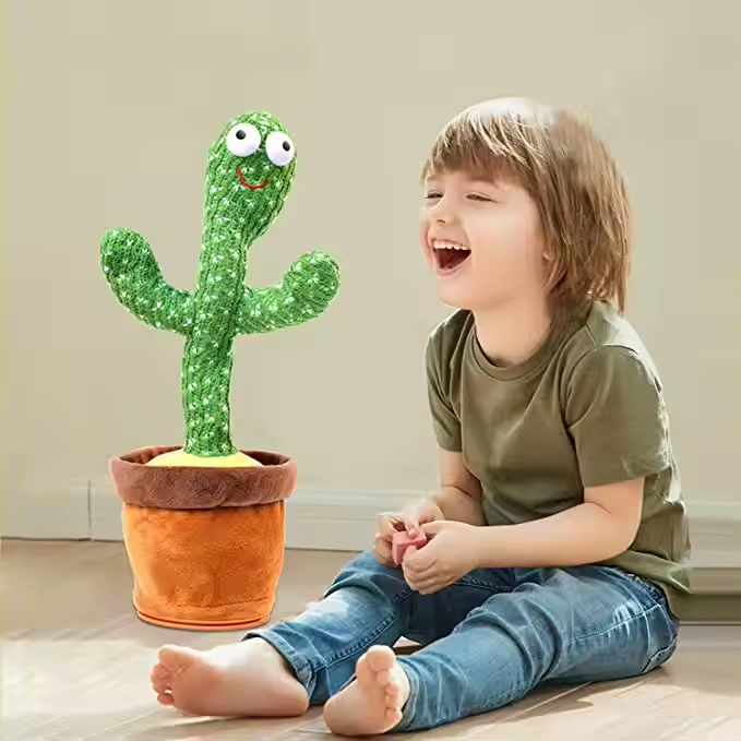 Dancing Cactus Interactive Plush Toy – 120 Songs, Singing, Dancing & Talking with LED Lights, Voice Recording, USB Rechargeable