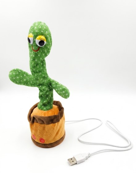 Dancing Cactus Interactive Plush Toy – 120 Songs, Singing, Dancing & Talking with LED Lights, Voice Recording, USB Rechargeable