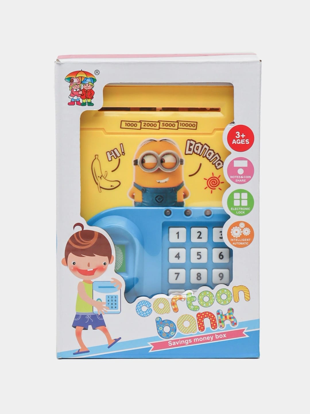 Electronic Cartoon Piggy Bank – ATM Password Fingerprint Money Box for Kids, Automatic Coin Saver with Music & Lights (Multicolor)