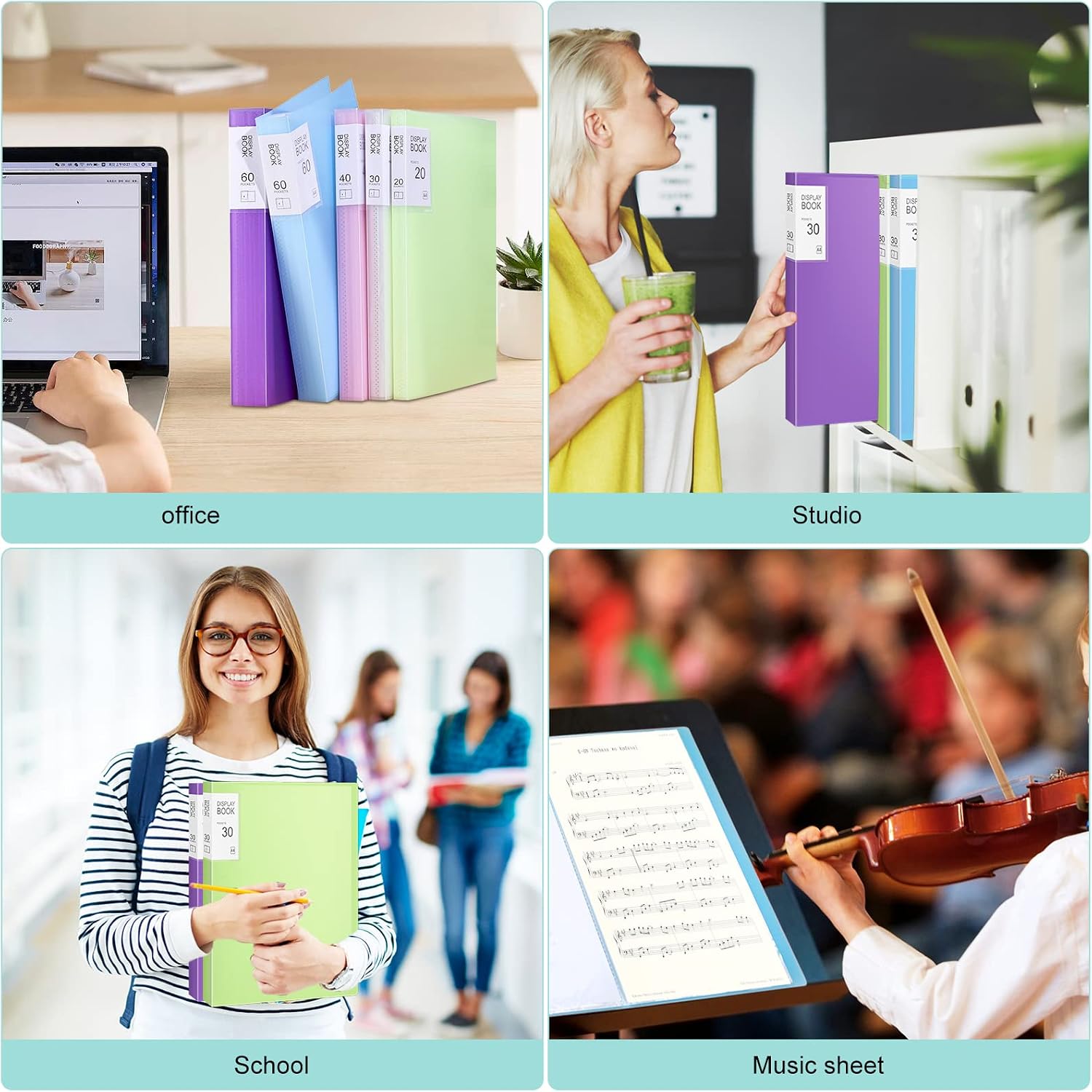 A4 Display Portfolio Book Folder with Clear Plastic Sleeves - PVC Protector Sleeves for Certificates, Reports & CBC Projects