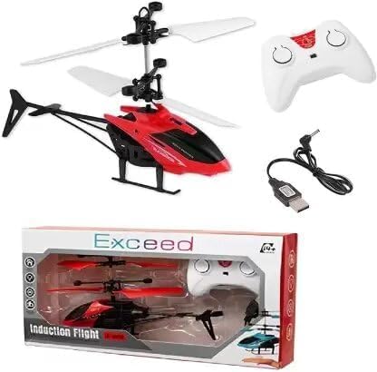 Exceed Hand Sensor Flying Helicopter with Remote Control, Rechargeable LED Induction Drone Toy, Smart Auto Hover Indoor & Outdoor Flying Helicopter for Kids & Adults (Multicolor)