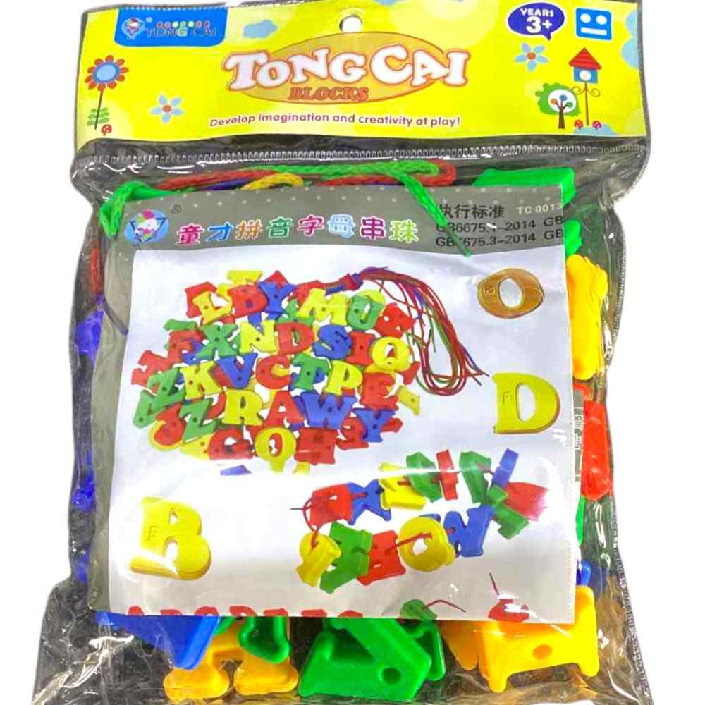 Educational Alphabet & Number Block Stringing Toy Set – Colorful Bead Lacing Kit for Fine Motor Skills & Early Childhood Spelling