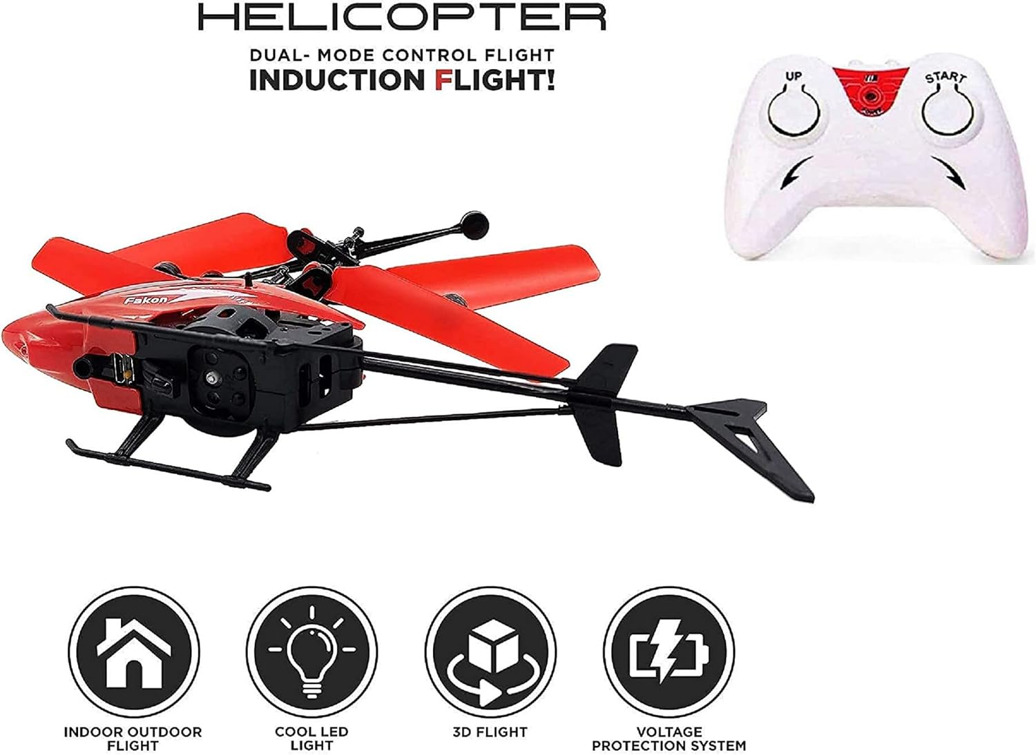 Exceed Hand Sensor Flying Helicopter with Remote Control, Rechargeable LED Induction Drone Toy, Smart Auto Hover Indoor & Outdoor Flying Helicopter for Kids & Adults (Multicolor)