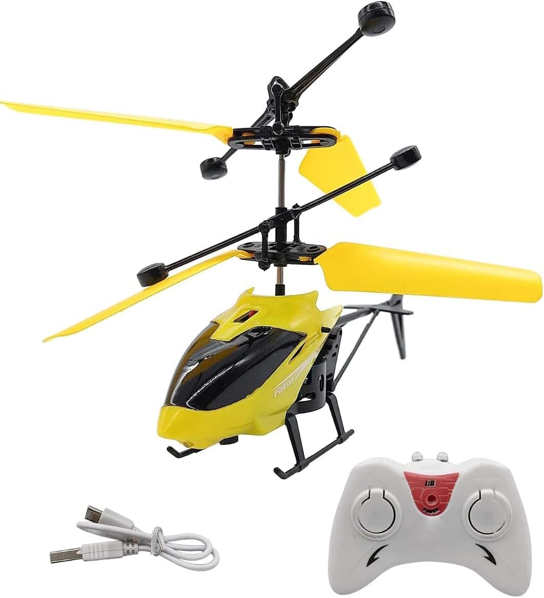 Exceed Hand Sensor Flying Helicopter with Remote Control, Rechargeable LED Induction Drone Toy, Smart Auto Hover Indoor & Outdoor Flying Helicopter for Kids & Adults (Multicolor)