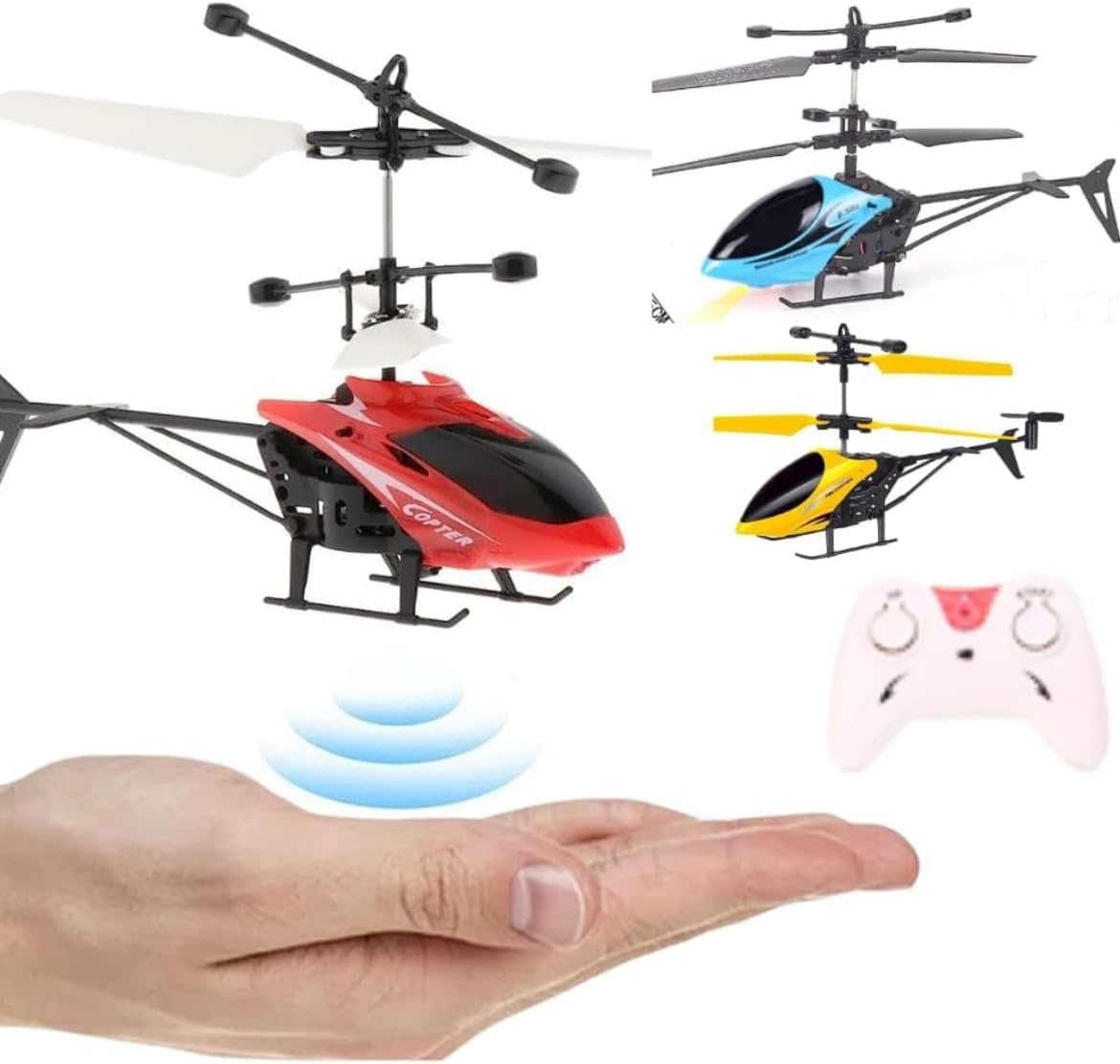 Exceed Hand Sensor Flying Helicopter with Remote Control, Rechargeable LED Induction Drone Toy, Smart Auto Hover Indoor & Outdoor Flying Helicopter for Kids & Adults (Multicolor)
