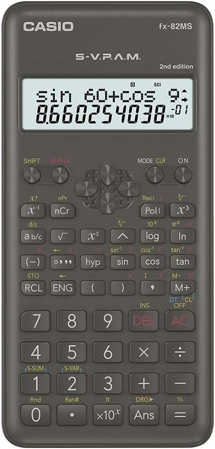 Casio FX-82MS Pocket Scientific Calculator Black Calculator – Calculator (Pocket, Scientific Calculator, 12 Digits, 2 Lines, Battery/Battery, Black)