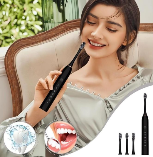 addigoes Sonic Electric Toothbrush – 4 Replacement Brush Heads, 6 Cleaning Modes High-Frequency Sonic Vibration. USB Rechargeable IPX7 Waterproof Smart Electric Toothbrush with 2-Min Timer.
