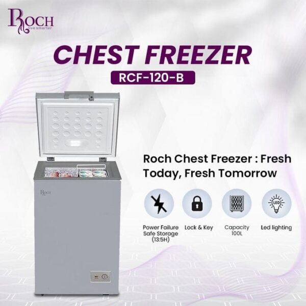 Roch 130 Litres Defrost Deep / Chest Freezer RCF-125G-E - Grey