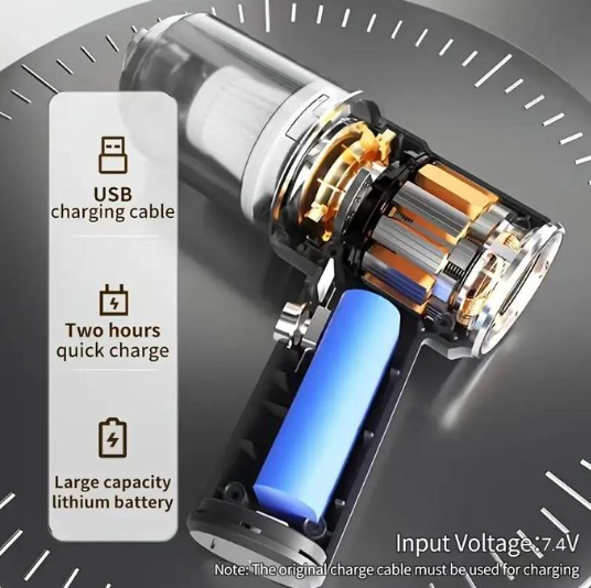 TIMBUTUS Portable Mini Car Vacuum Cleaner, Cordless Handheld Rechargeable Vacuum Cleaner 120w