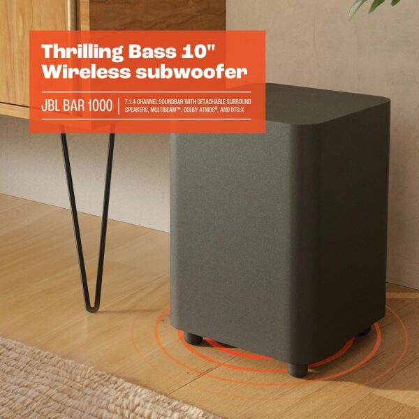 JBL Bar 1000 7.1.4 Channel Soundbar, Dolby Atmos Surround, Detachable Speakers, DTS:X + MultiBeam, PureVoice Tech, 880W Output, Built-In WiFi, Voice Assistant, 3D Sound