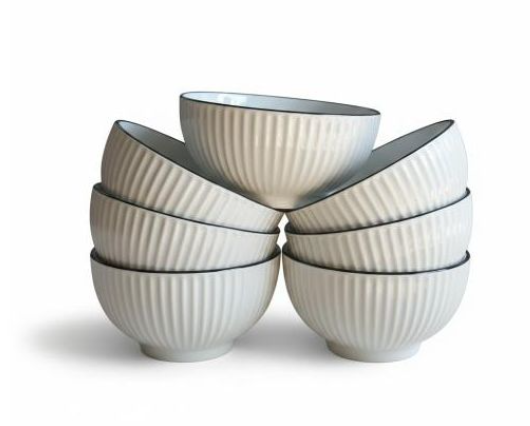 Sundabest Set Of 6 White Ceramic Bowls 8628