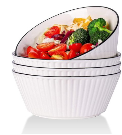 Sundabest Set Of 6 White Ceramic Bowls 8628