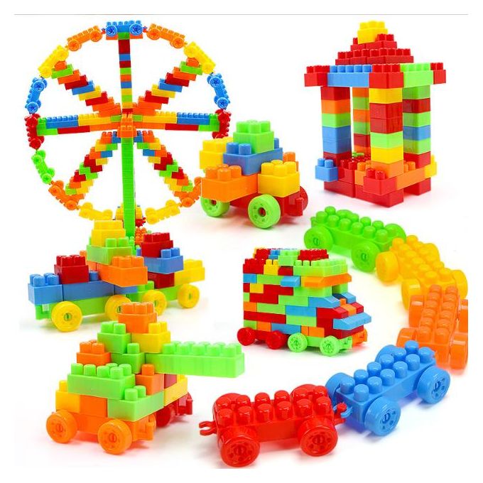 HIBUY 205 Pcs of DIY puzzle building blocks for children's learning and puzzle toys with large particles Ages 3+