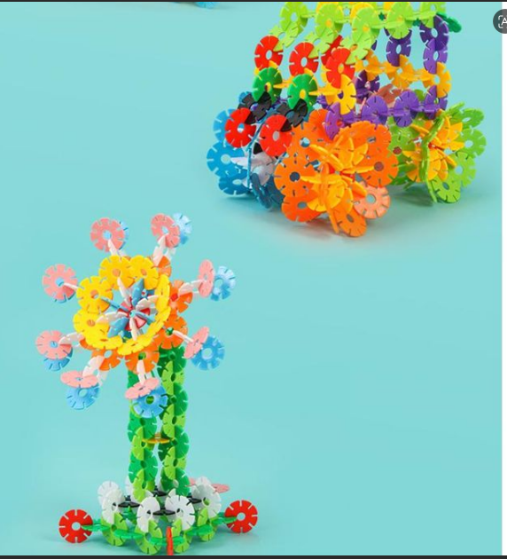 HIBUY 500 pieces building blocks large capacity 4.3cm, baby and children's intellectual toy block，Snowflake block
