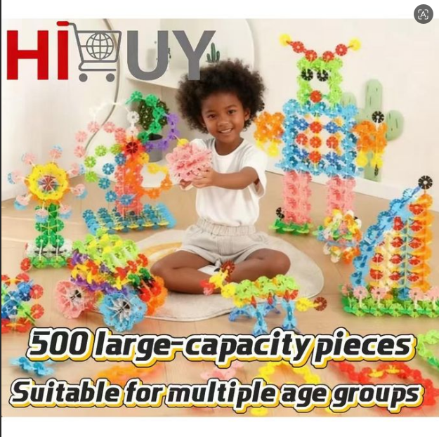 HIBUY 500 pieces building blocks large capacity 4.3cm, baby and children's intellectual toy block，Snowflake block