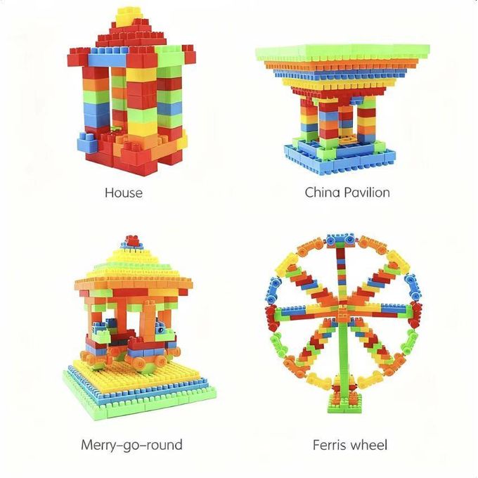 HIBUY 205 Pcs of DIY puzzle building blocks for children's learning and puzzle toys with large particles Ages 3+