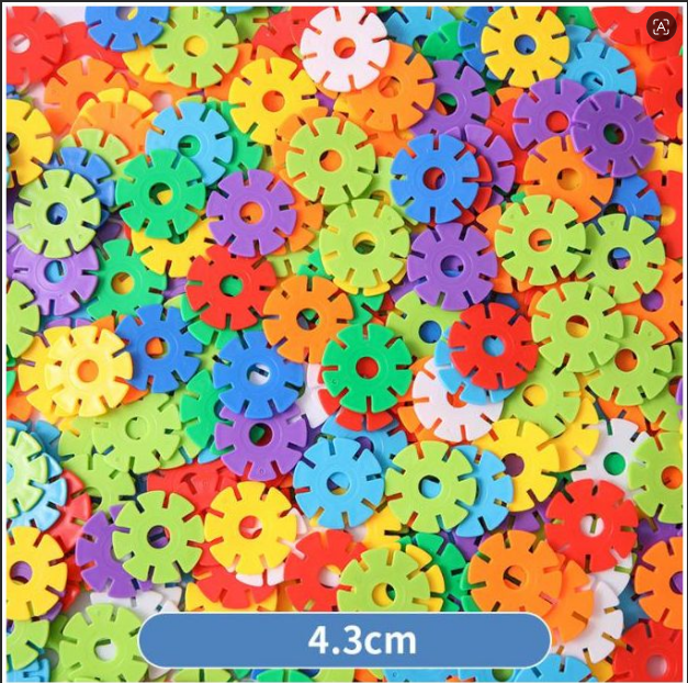 HIBUY 500 pieces building blocks large capacity 4.3cm, baby and children's intellectual toy block，Snowflake block
