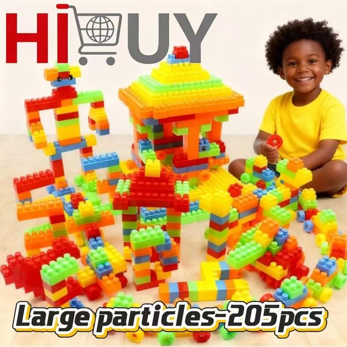 HIBUY 205 Pcs of DIY puzzle building blocks for children's learning and puzzle toys with large particles Ages 3+