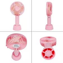 USB Rechargeable Mini Handheld Portable Fan with Desktop Standing Base- Assorted Colours